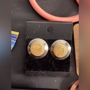 Round Gold Swirl Stud Earrings